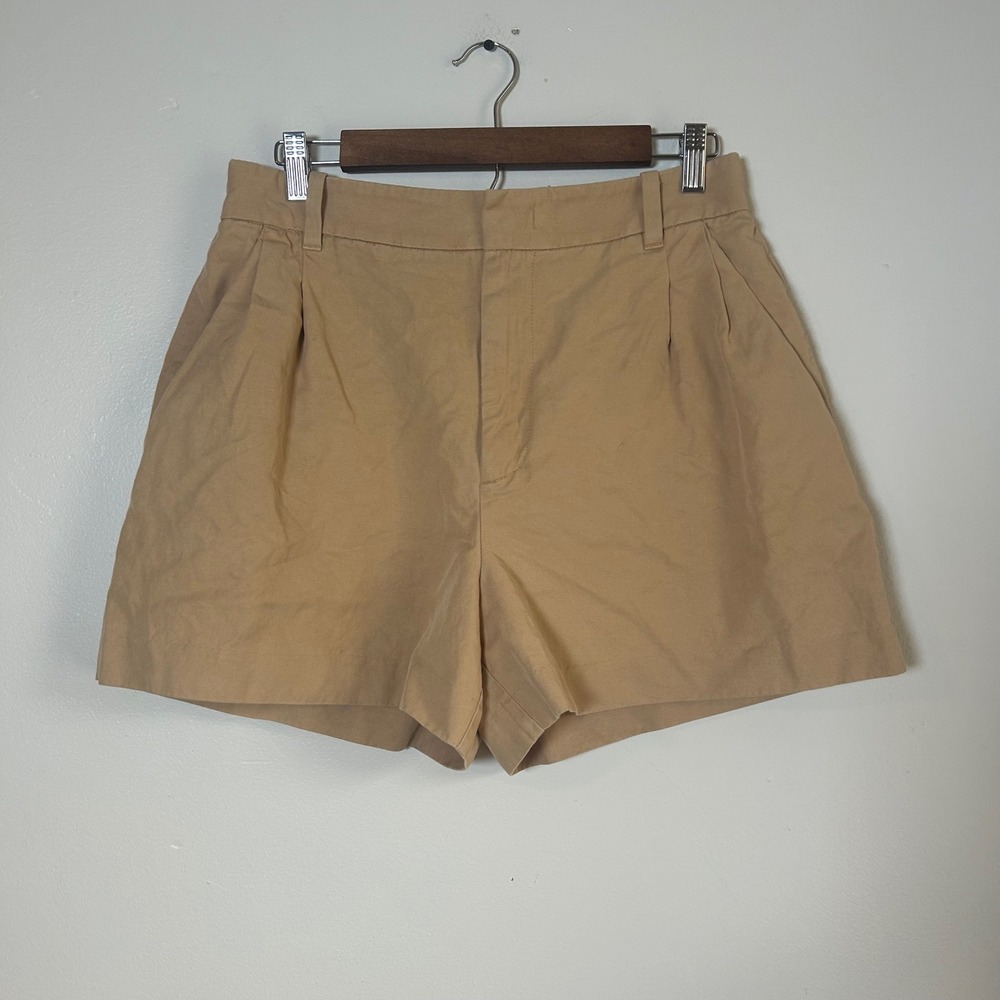 Madewell Pleated Chino Shorts Womens 10‎ Khaki Tan High Rise Lyocell Linen Blend